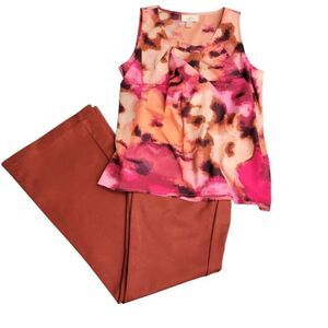 Bell Bottom Stretchy Pants & Floral Blouse Designer Brands